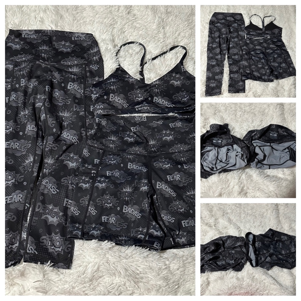 CVG Black Fearless Set (S Capri, S Shorts, S Move Free Bra) EUC